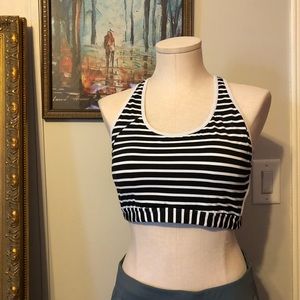 Athleta Sports Bra. Black & White stripes. Size XL
